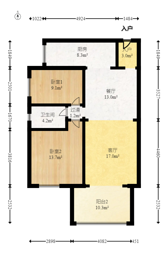时代倾城五期 2室2厅1卫 92.8万 时代倾城五期 2室2厅1卫 92.8万户型图