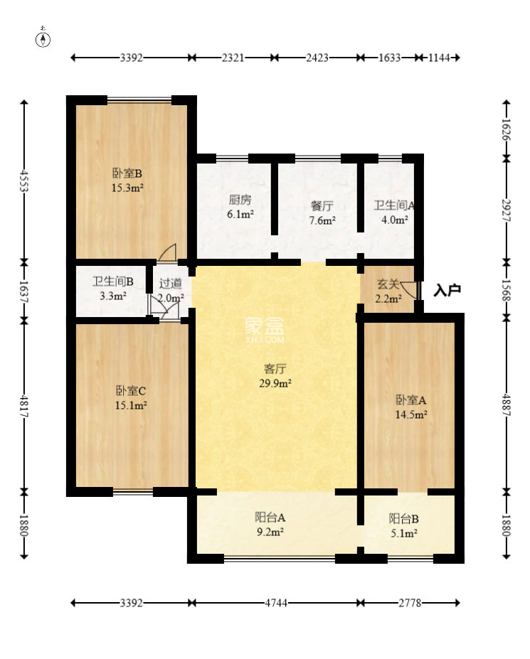 東風(fēng)二村社區(qū)房  3室2廳2衛(wèi)   90.00萬