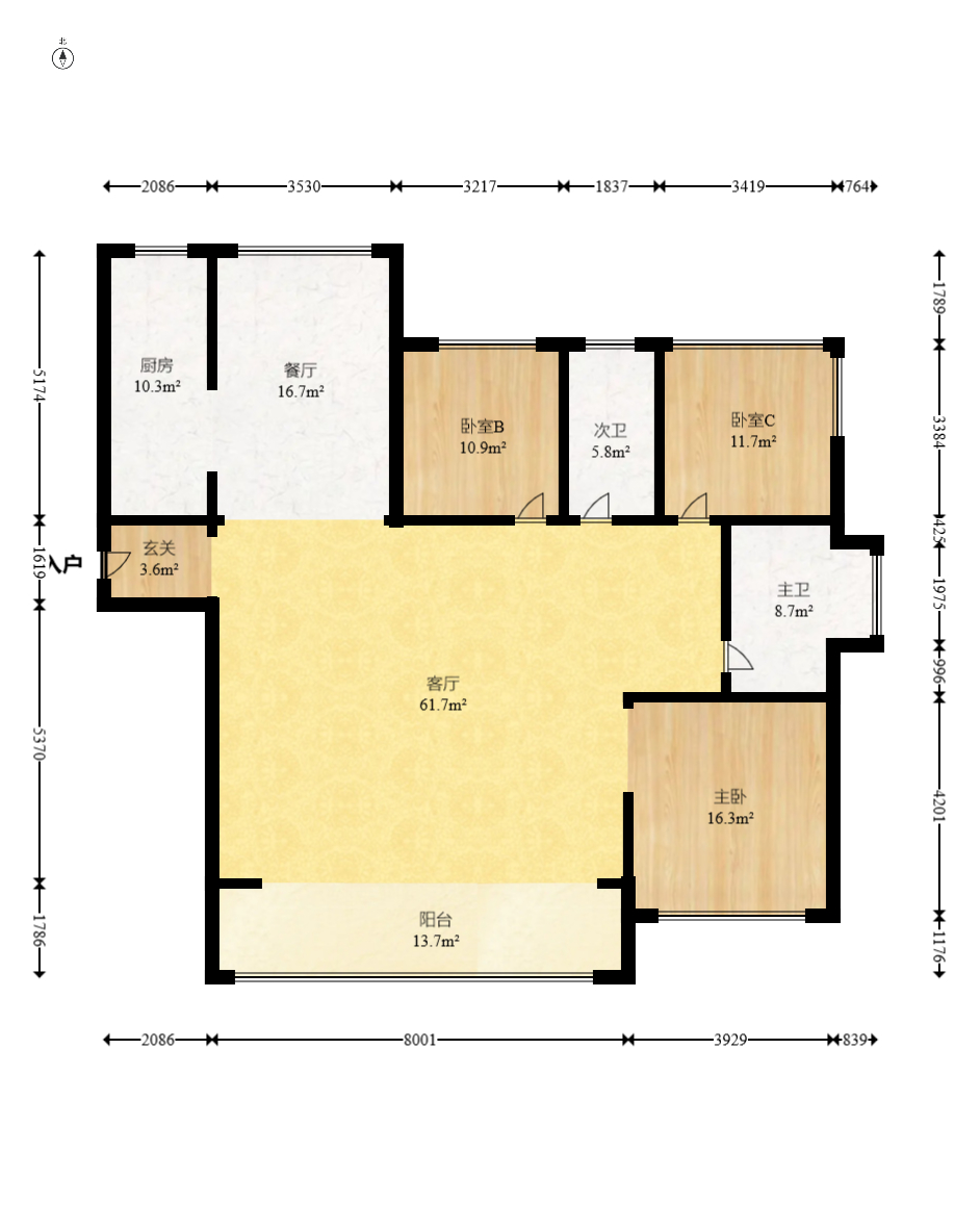 建投象山国际  5室2厅2卫   209.00万室内图1