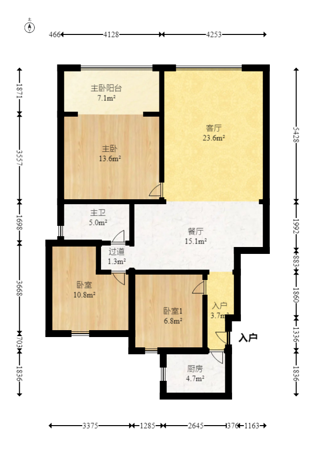 新富城  2室1厅1卫    88.8万室内图1
