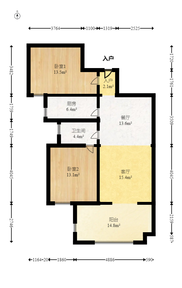 明发阅江悦府  2室2厅1卫   53.50万室内图1
