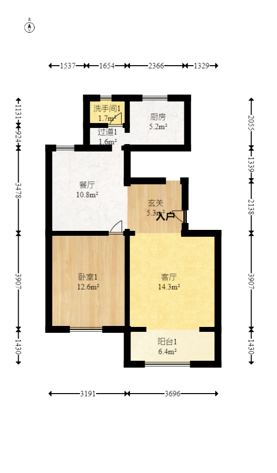 景湾小区（井湾小区）  3室2厅1卫   80.00万室内图1