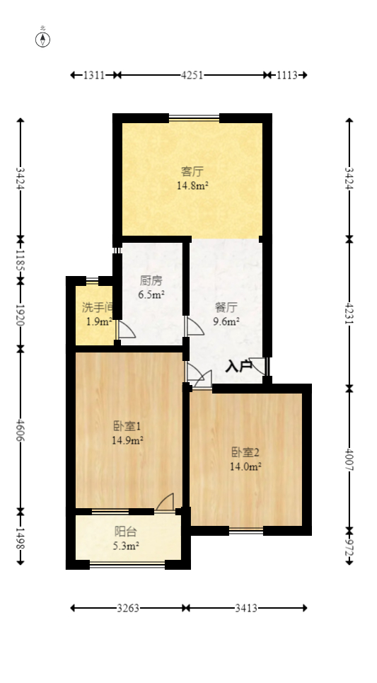交通职院教工宿舍  2室2厅1卫   29.80万室内图1