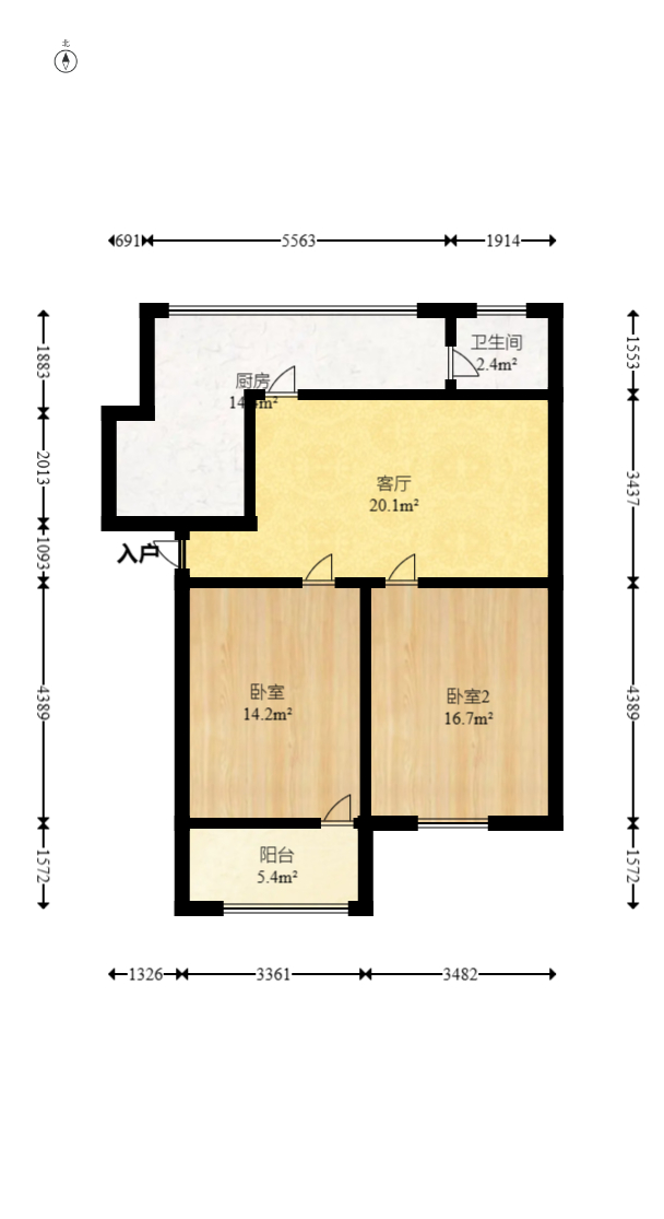 三六一四厂宿舍 2室2厅1卫 32.0万 三六一四厂宿舍 2室2厅1卫 32.0万户型图