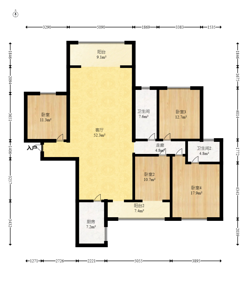东门尚苑 4室2厅2卫 89.9万 东门尚苑 4室2厅2卫 89.9万户型图