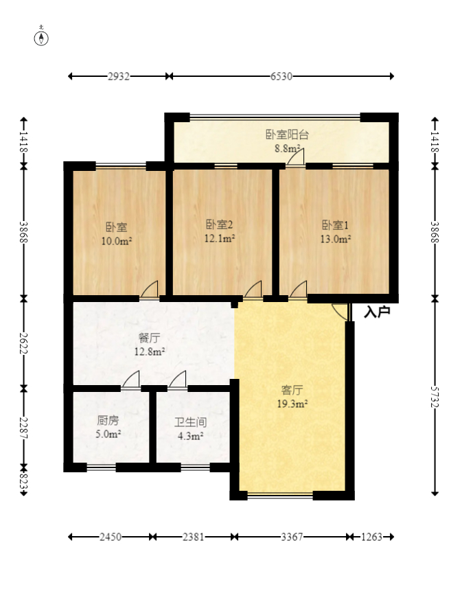 芙蓉区教师村  3室2厅1卫   45.00万室内图1