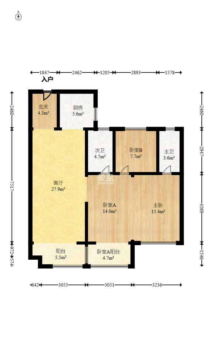 建投象山国际  3室2厅2卫    121.99万室内图1