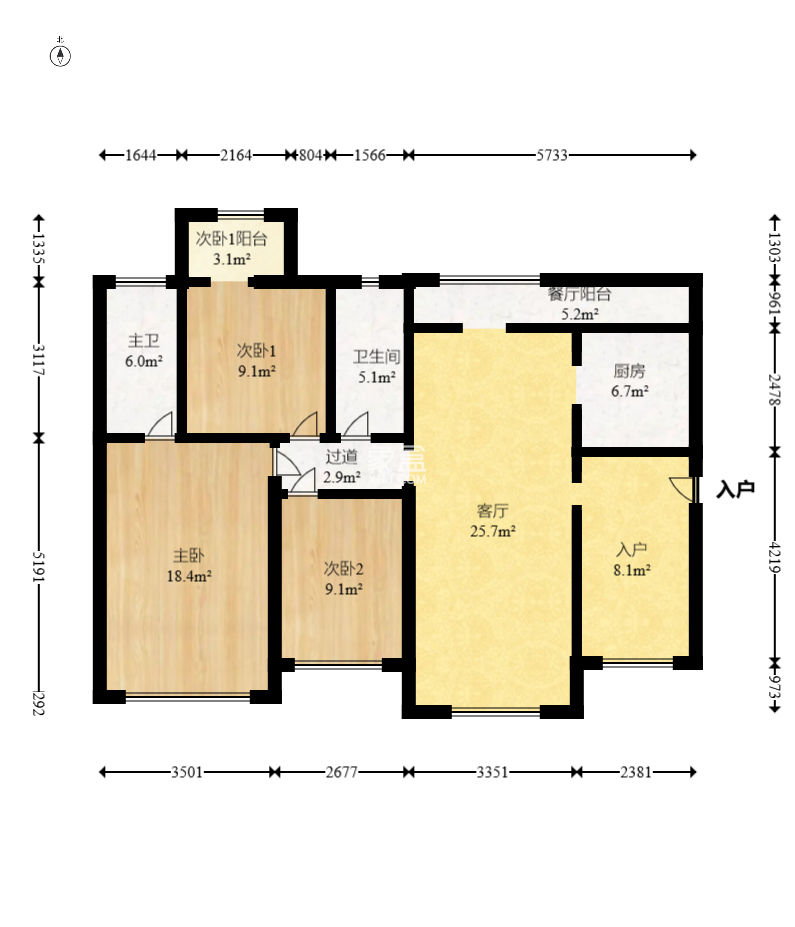 恒基凯旋门一二期  3室2厅1卫    66.6万