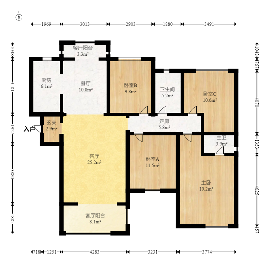 北辰中央公园DF区  4室2厅2卫    178.93万室内图1