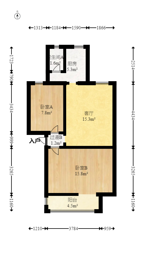东塘电力院  2室2厅1卫   70.00万室内图1
