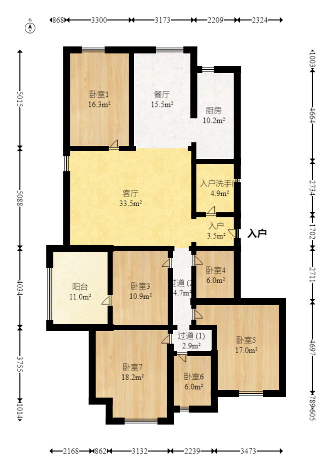 格蓝康都  4室2厅2卫   145.00万室内图1