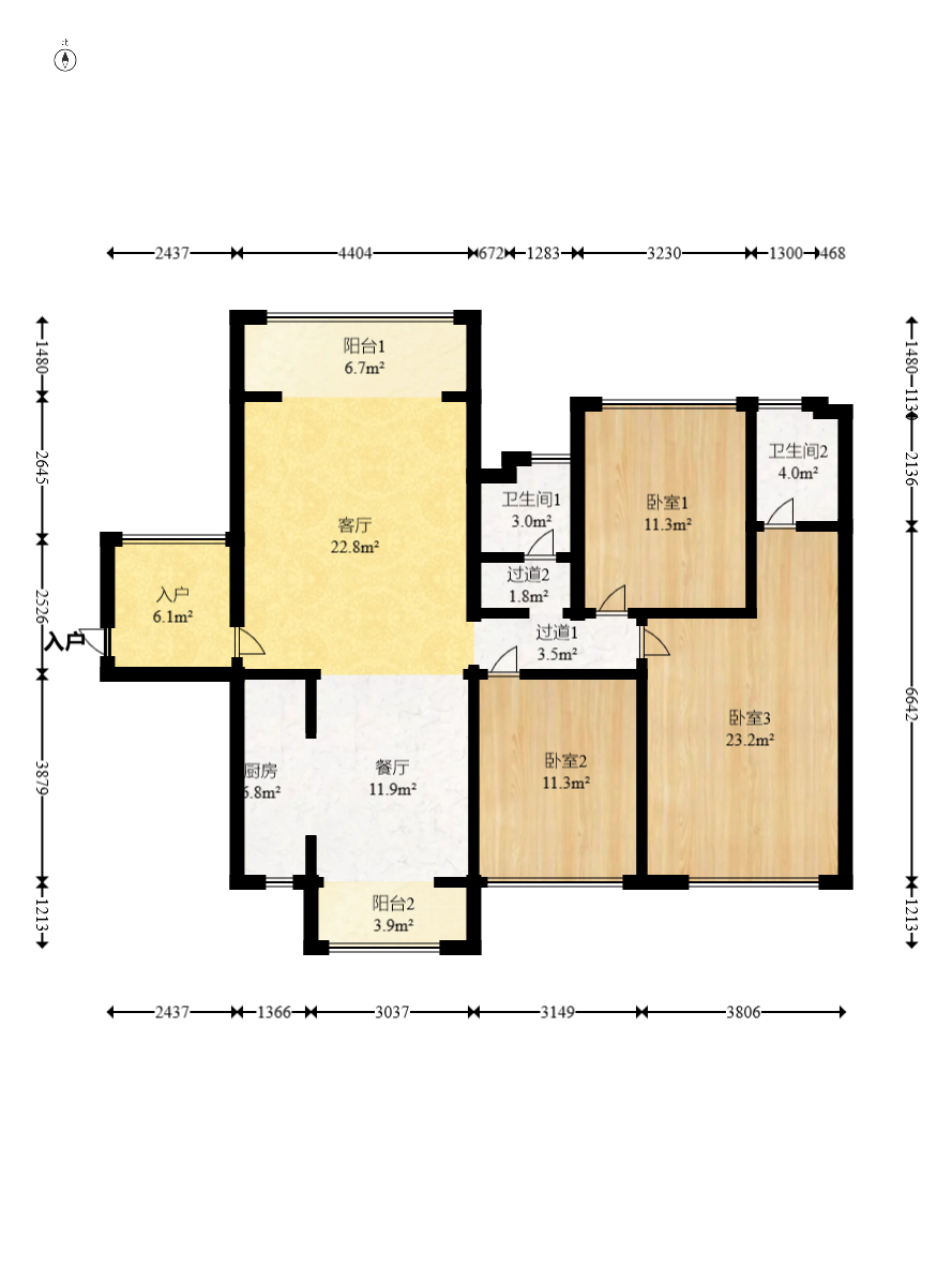 润和又一城 3室2厅2卫 78.0万 润和又一城 3室2厅2卫 78.0万户型图