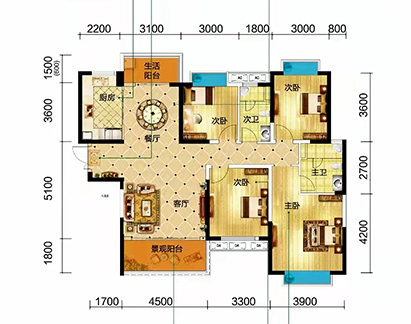 金东陶子湖  4室2厅2卫   88.00万室内图