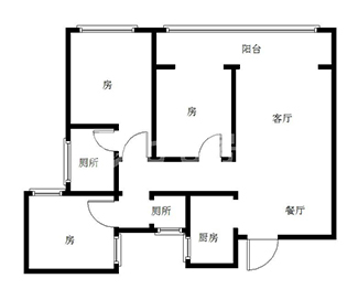 旗滨公园里  3室2厅2卫   74.00万室内图