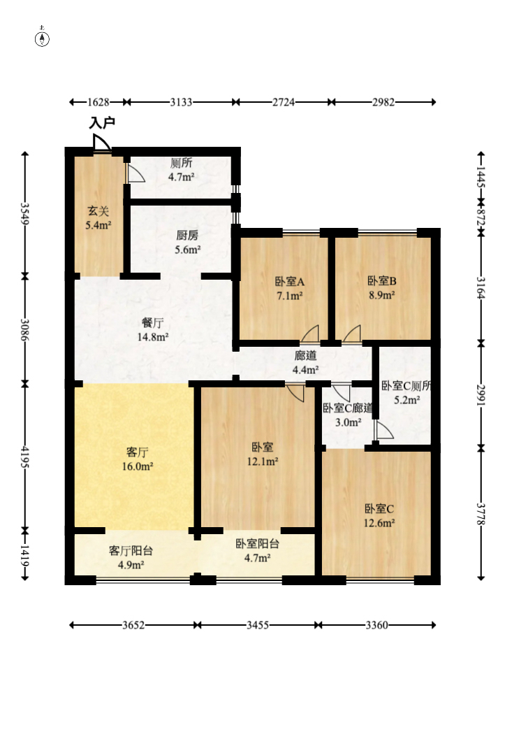 城发恒伟星雅韵（恒伟星辉苑）  4室2厅2卫    218.0万室内图1