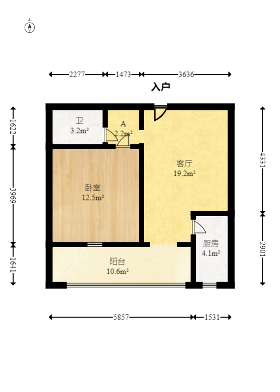 芙蓉公馆  1室1厅1卫   55.00万室内图1