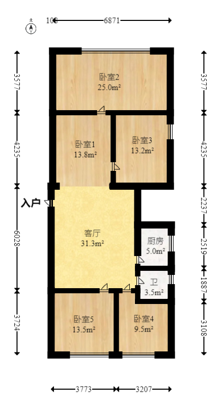 云鼎公馆  1室1厅1卫    68.84万室内图1