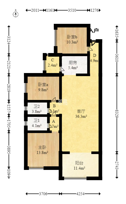 润和美郡（润和紫郡五期）  3室2厅2卫    105.9万