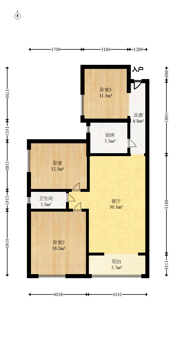 新蕾品阁居 3室2厅1卫 64.0万 新蕾品阁居 3室2厅1卫 64.0万户型图