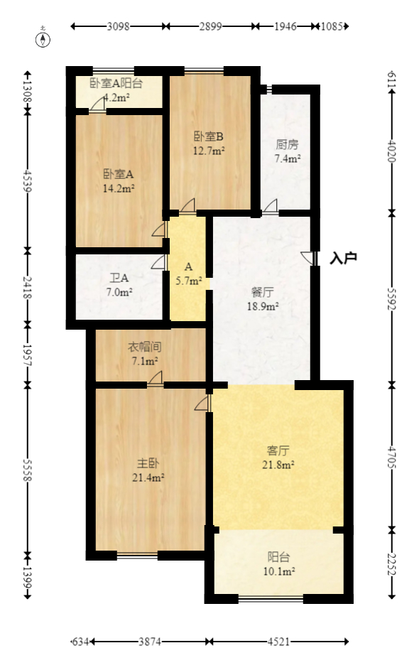 西山汇景一、二期  3室2厅1卫   189.80万室内图1