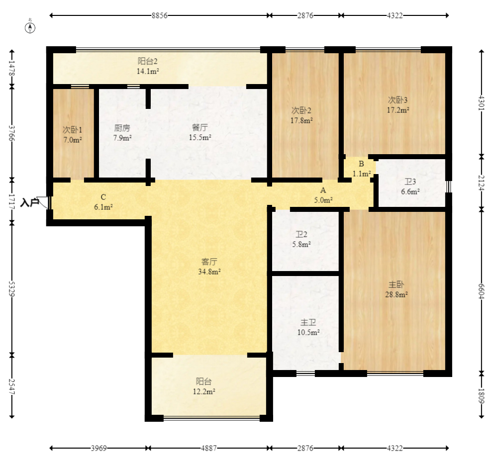 湘江壹号一二三期(创远湘江壹号)  3室2厅3卫    186.0万 湘江壹号一二三期(创远湘江壹号)  3室2厅3卫    186.0万户型图