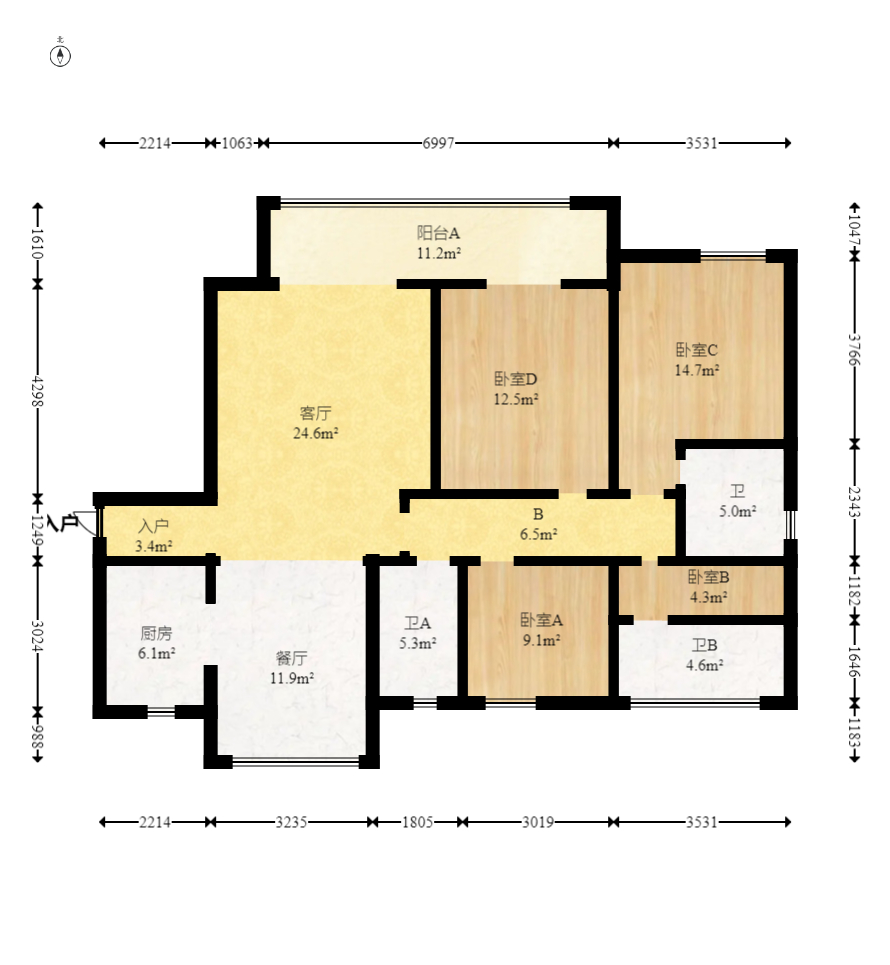 中建嘉和城  4室2厅2卫   155.00万室内图1