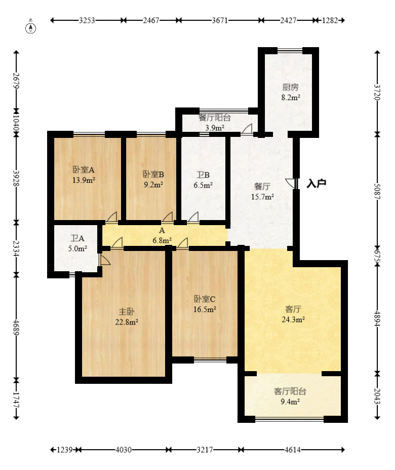 八方小区D区  4室2厅2卫   419.00万室内图1