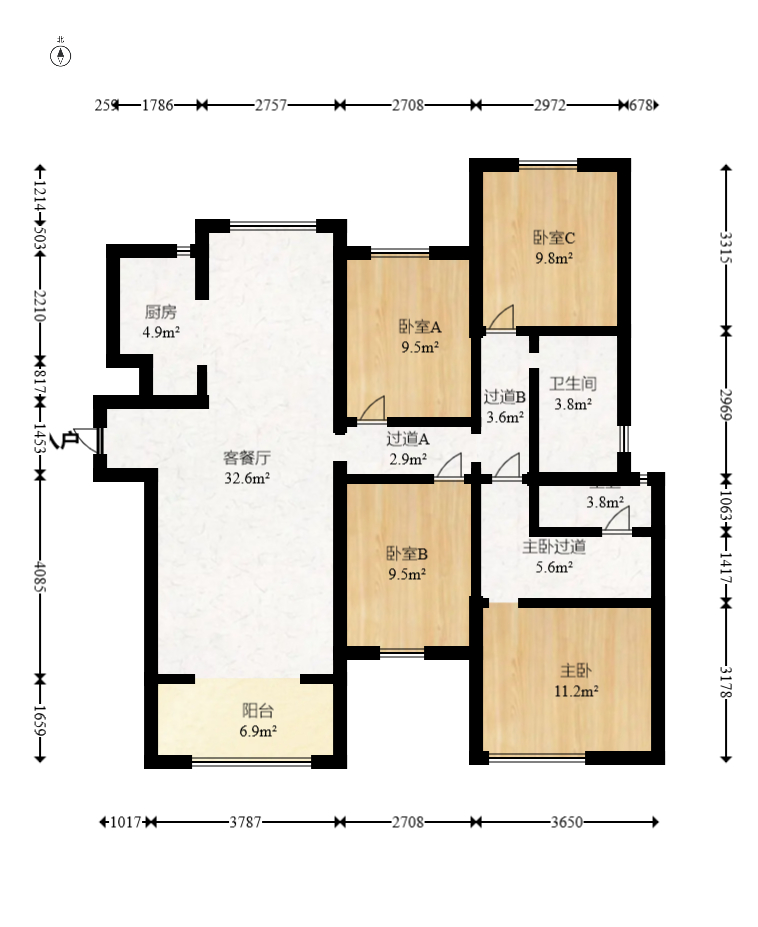万科里金域国际  4室2厅2卫   359.10万室内图1