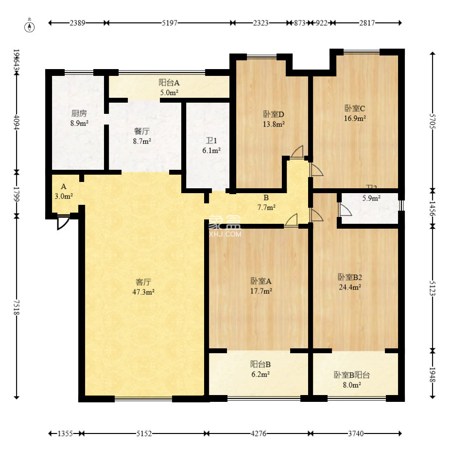 新星小区  4室2厅2卫   170.00万