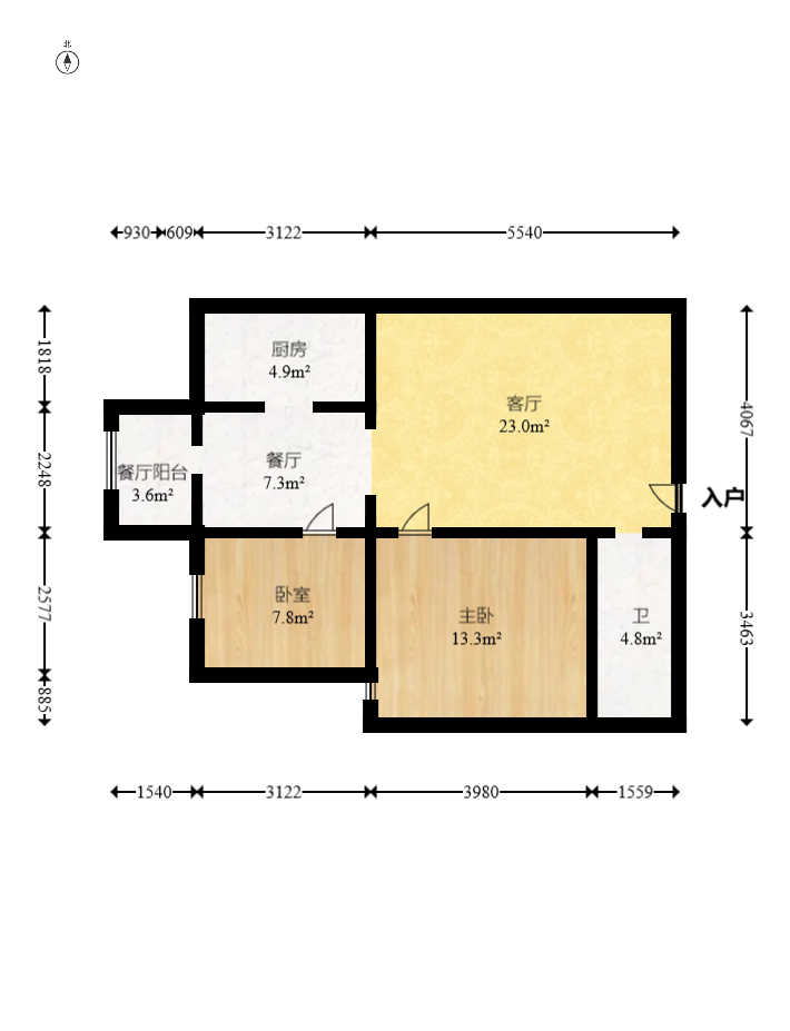 星沙商业步行街 2室2厅1卫 36.8万 星沙商业步行街 2室2厅1卫 36.8万户型图