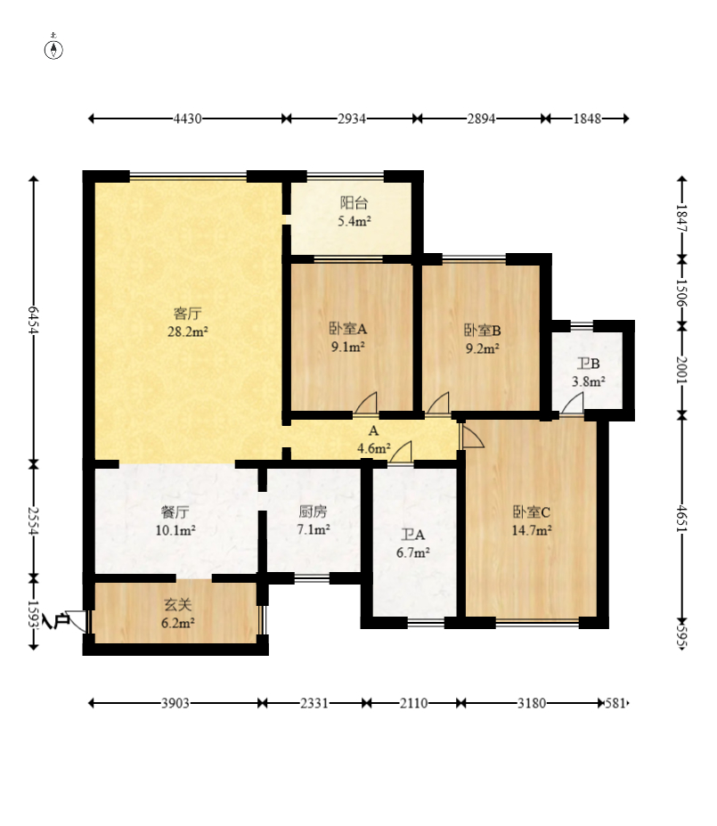 圣爵菲斯 3室2厅2卫 79.8万 圣爵菲斯 3室2厅2卫 79.8万户型图