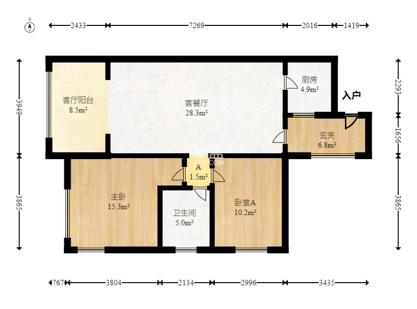 景秀江山  2室2厅1卫   123.60万室内图1