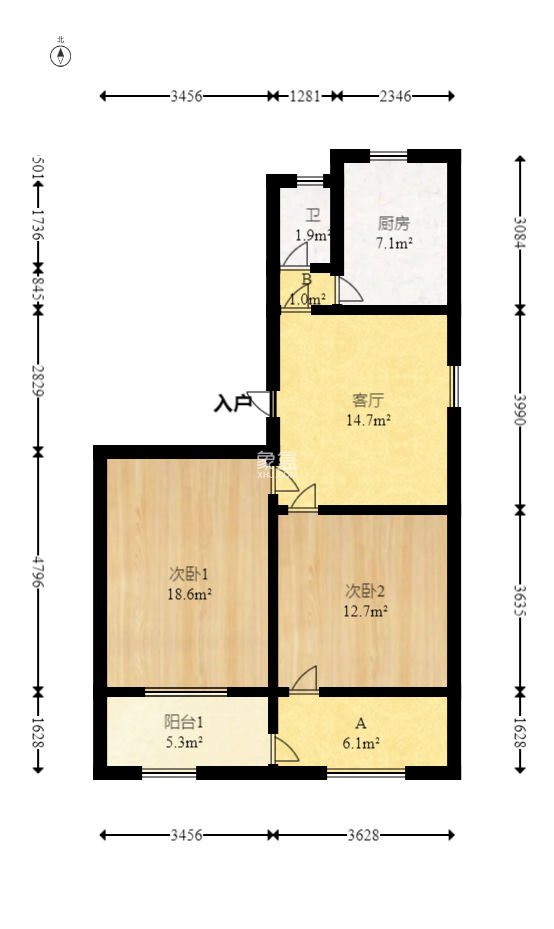 第一师范宿舍  2室1厅1卫   64.00万