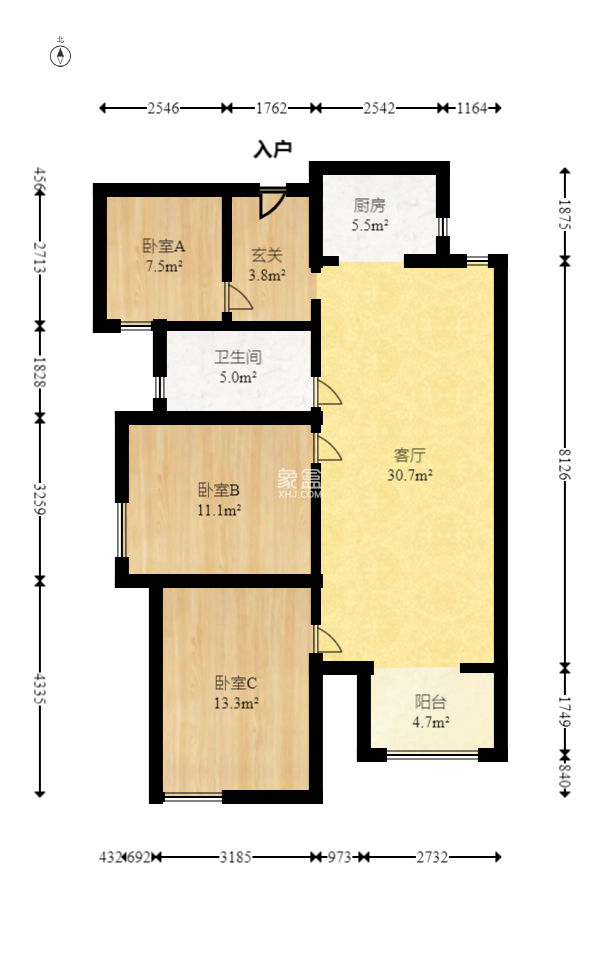 北辰中央公园C区  3室2厅1卫   97.00万