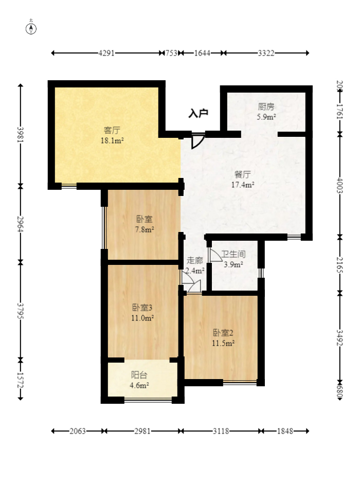高林仕家 3室2厅1卫 79.0万 高林仕家 3室2厅1卫 79.0万户型图