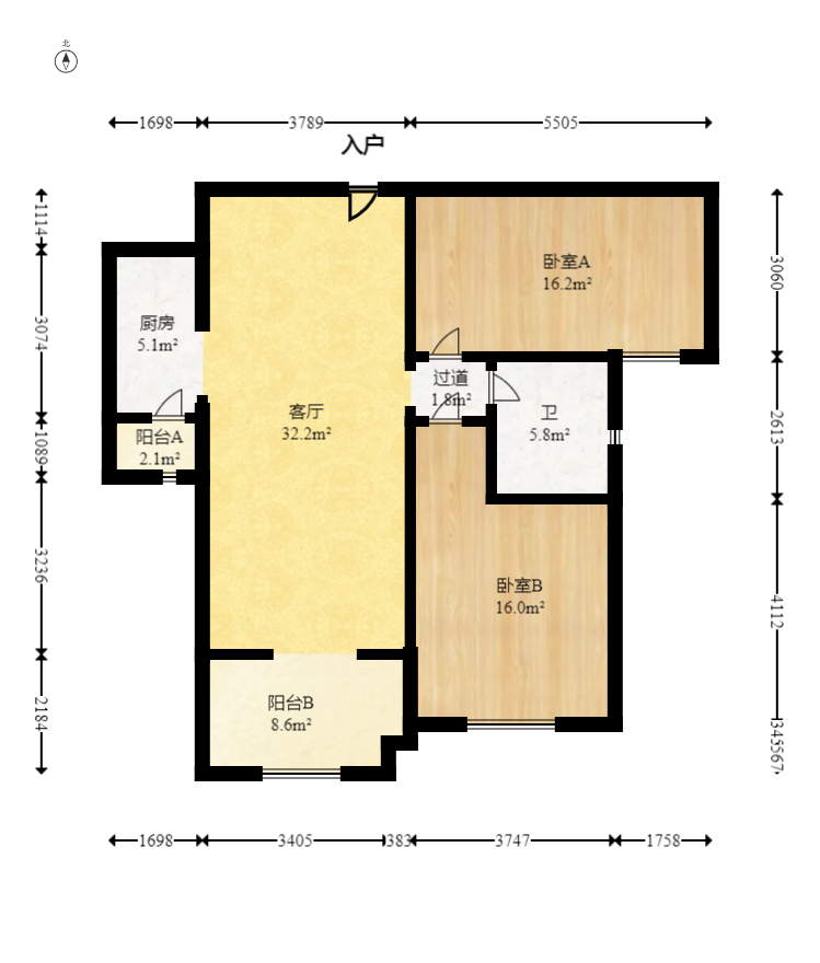 五矿万境蓝山  2室2厅1卫    63.0万 五矿万境蓝山  2室2厅1卫    63.0万户型图