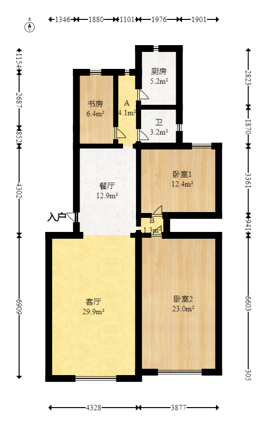 申湘花园  3室2厅1卫   48.80万室内图1