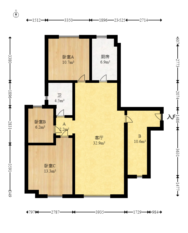 兰亭峰景  3室1厅1卫   102.50万室内图1