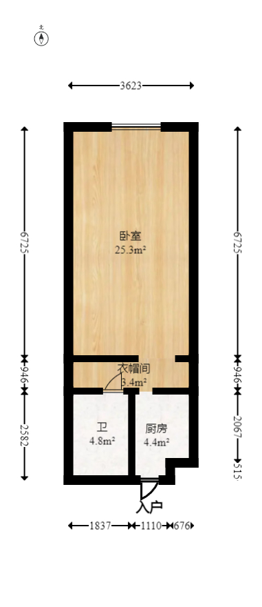 兰亭峰景  1室1厅1卫   44.00万室内图1