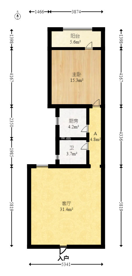 华海3C(天心电子世界)  1室1厅1卫   48.00万室内图1