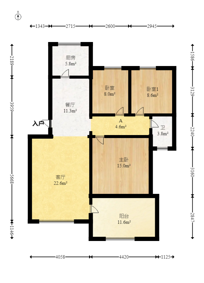 山水湾 3室2厅1卫 50.0万 山水湾 3室2厅1卫 50.0万户型图