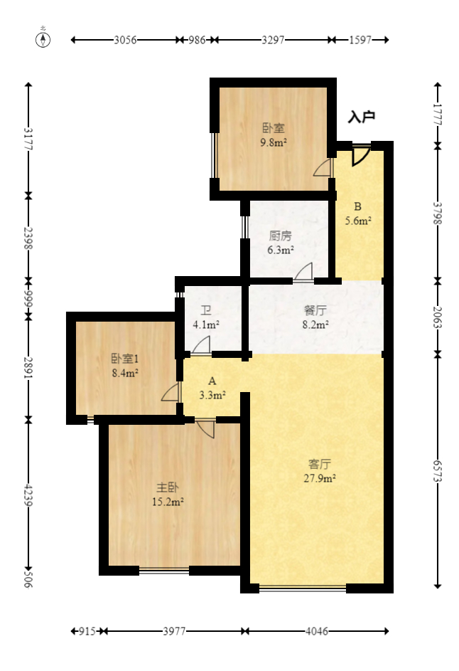 筑梦星园  3室2厅1卫    69.8万室内图1