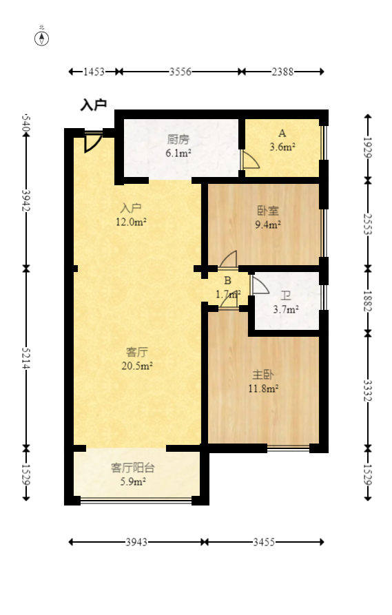 新长海广场  2室2厅1卫    58.8万 新长海广场  2室2厅1卫    58.8万户型图