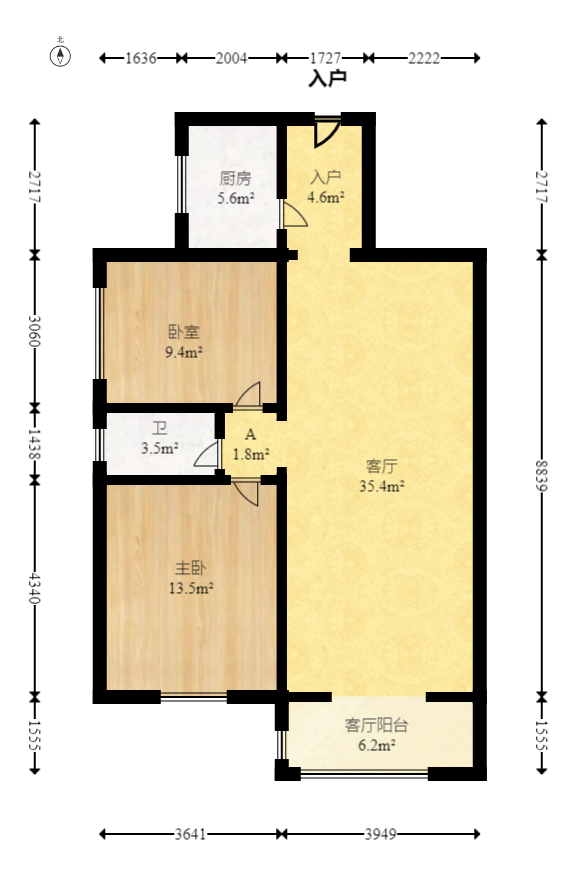 楚天中苑  2室2厅1卫   42.00万室内图1