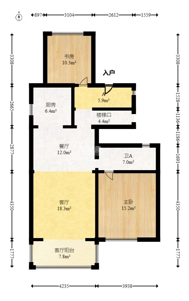卓越中寰  5室2厅2卫   518.00万