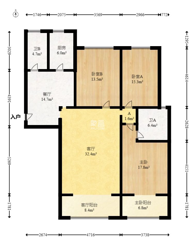 八方小区B区  3室2厅1卫   440.00万