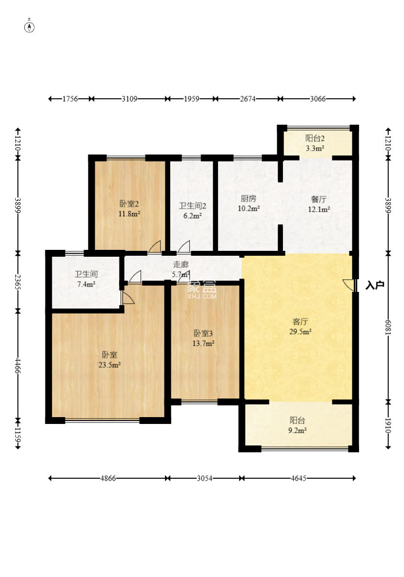 博雅湘水湾 3室2厅2卫 87.80万 博雅湘水湾 3室2厅2卫 87.80万户型图