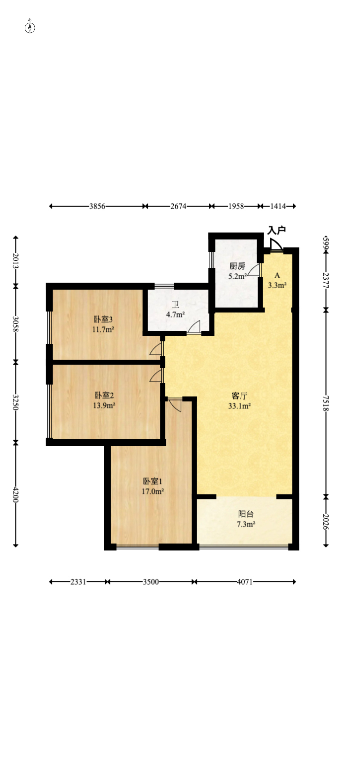 江河双水湾  3室2厅1卫    88.0万 江河双水湾  3室2厅1卫    88.0万户型图