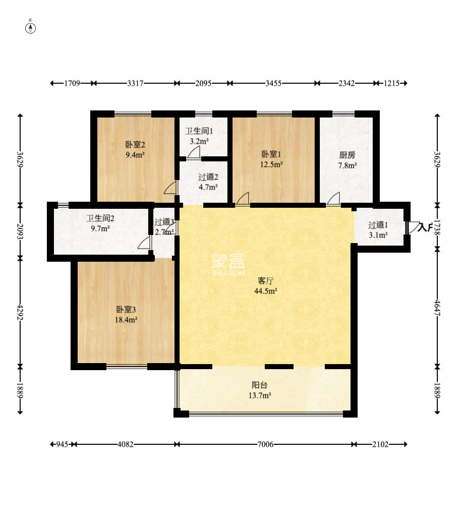 珠江东方明珠(新地东方明珠)三期 4室2厅2卫 65.0万 珠江东方明珠(新地东方明珠)三期 4室2厅2卫 65.0万户型图