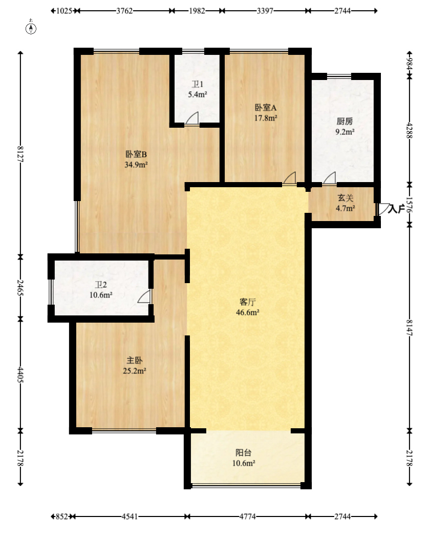 建投象山國際  4室2廳2衛(wèi)    168.9萬室內(nèi)圖1
